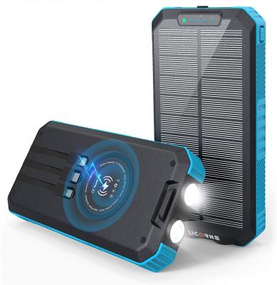 China New Support 2022 Hot Sale Dual USB Solar Power 30000mAh Portable Waterproof Dual Bank With Fast Charger Mobile Phone Wireless Solar Power Bank for sale