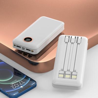 China Hot selling built-in line fast charging new portable power bank support 2022 fast charging 20000Mah large capacity mobile green mobile power for sale