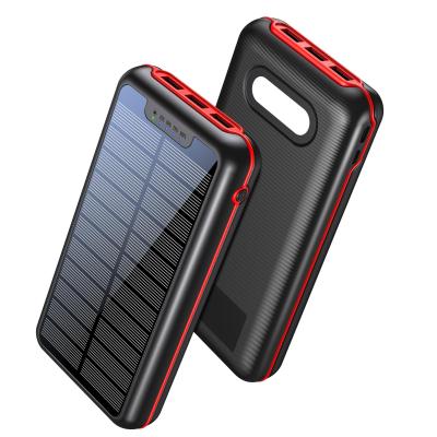 China 2022 New Hot Selling ABS+Silicone Portable Outdoor 3USB Solar Fast Charger 20000mAh PD18W Travel & QC 3.0 USB C Solar Power Bank for sale