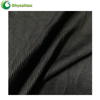 China Sustainable Bamboo Recycled Polyester Anti-Static 2*2 Rib RPET Fabric For Clothing for sale