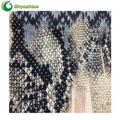 China Sustainable Snake Printed Design Knit Jersey RPET Recycled Polyester Fabric for sale