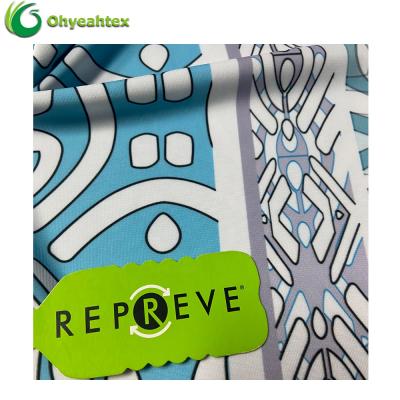 China Stretch Printed RPET Recycled Poly Spandex Knit Fabric For Dress for sale