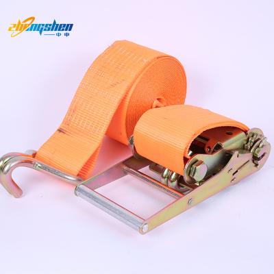 China Making Cargo Lashing Strap 4 inch 10 ton  10-40ft Yellow Polyester Webbing Heavy Duty Cargo Control Winch Strap With Flat Hook for sale