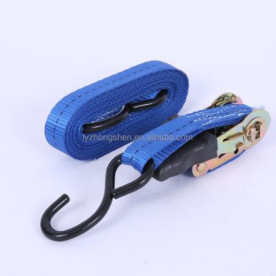 China Making Cargo Lashing Strap Blue polyester woven webbing cargo lashing belt for transportation ratchet strap heavy duty Ratchet Tie Downs for sale