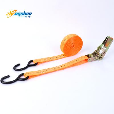 China Making Cargo Lashing Strap 1000kg 1inch small buckle ratchet strap cargo lashing with j hook  tie down belt ratchet strap 1 inch ratchet strap tie for sale