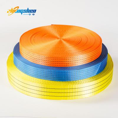 China Lifting Goods Good quality color soft Polyester  webbing belt webbing slings for truck cargo lashing for sale