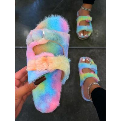 China 2021 Fashion Trend Women's Slippers Beach Candy Color Heel Sandals Casual Flat Slippers For Women for sale