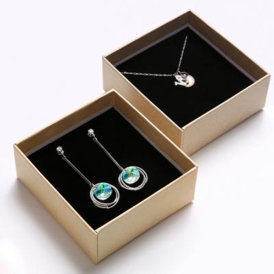 China Hot Sale Recycled Materials Jewelry Necklace Small Luxury Black Cardboard Box Set Packaging With Logo for sale