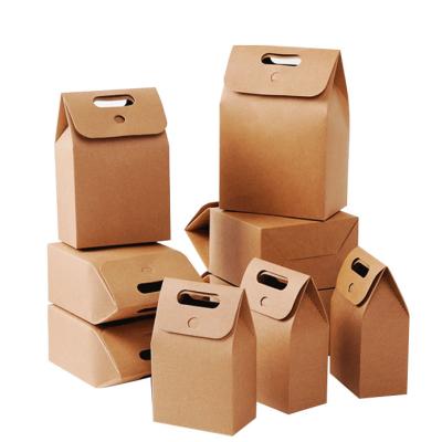 China Free Sample Box Recyclable White Kraft Paper Bag Recycled Packaging Gift Box For Food With Handle for sale