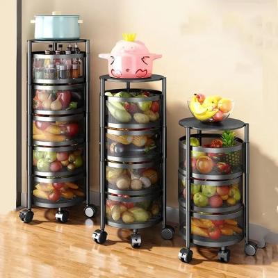 China Stored Most Popular Cylindrical Shelving 3 Tier Kitchen Vegetable Storage Storage Rack Rotating Vegetable Rack for sale