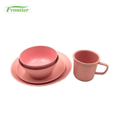 China Sustainable Natural Non-fragile Customizable Pink Set Bamboo Fiber Tableware Tableware for sale