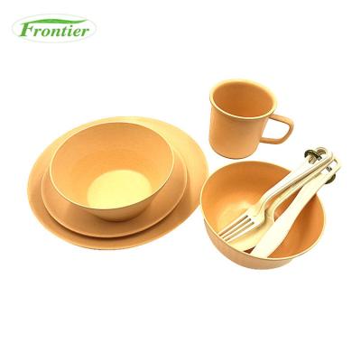 China Viable Biodegradable Wholesale Custom Tableware Set New China Fiber Picnic Bamboo Dinner Set for sale