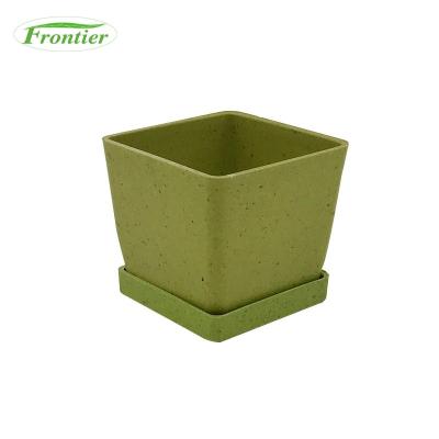 China Modern Eco Friendly Biodegradable Bamboo Fiber Flower Square Low Price Plant Pot for sale