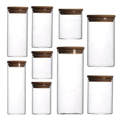 China 250ml Heatable Storage Bottles and Jars Food Storage Container with Airtight Bamboo Lid Borosilicale Clear Glass Jar - Shopping Food Storage Box for sale