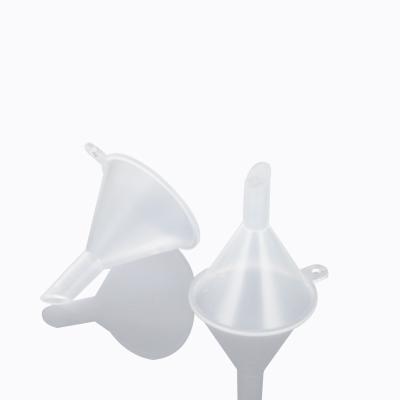 China Non Spill Cosmetics Machine Mini Small Funnel Clear Plastic Funnel for sale