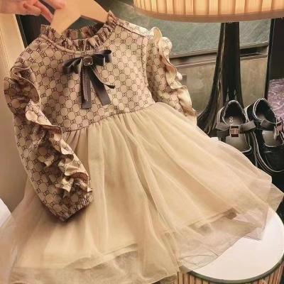 China Anti-wrinkle high quality wholesale luxury summer fashion elegant casual girls dresses long sleeve satin pleated party evening kids dresses for sale