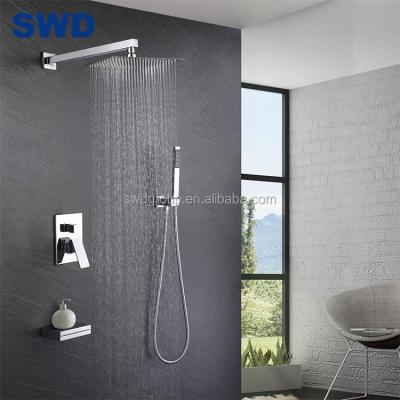 China With China Wholesale Triple Function Wall Mounted Slide Bar Brass Tub Faucet Concealed Concealed Shower Set for sale