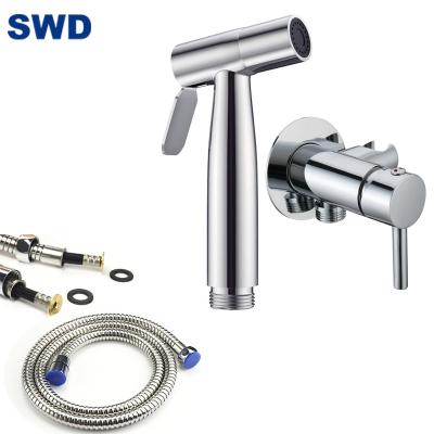 China Easy Installation Portable Toilet Shattaf Stainless Steel T-valve Hand Held Bidet Sprayer for sale