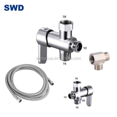 China With Divider Bathroom T-Adapter Zinc Body Hand Shower Head Bidet Sprayer Interrupt Water Flow Control Faucet Brass Shower Valve for sale