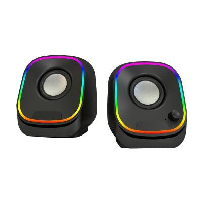 China Mini System OEM Powered USB Audio BT Q40 2.0 Desktop Private Tooling Wired USB RGB Flash Light Computer Speaker for sale