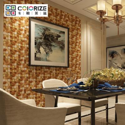 China Modern Popular Design Art 3D True Mosaic Wall Panel Square Wooden Mosaic Tile For Interior Wall Decoration for sale