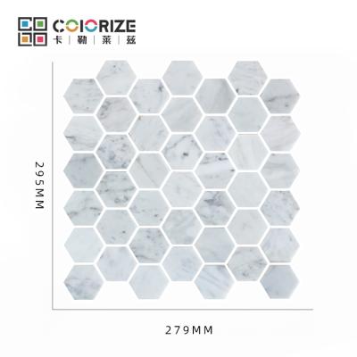 China Colorize Modern Hot Sale 2x2 Kitchen Backsplash Hexagon Polished Marble Mosaic With Marble Tile for sale