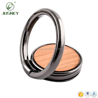 China Universal Mini Stress Reliever Finger Ring Phone Holder Frame Handmade Cell Phone Holder 360 Degree Rotation Custom Wooden Stand Holder for sale