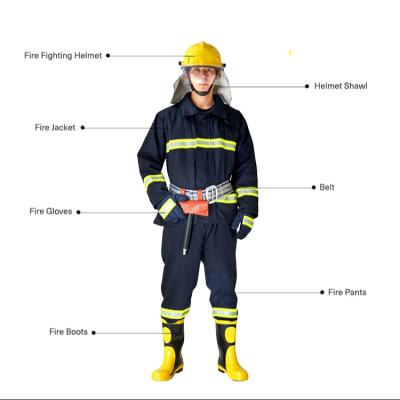 China Fire rescue Aramid 3 Layers Protective Suit Nomex Fire Resistant Protective Fireman Suit for Firefighting Firefighter Clothing for sale