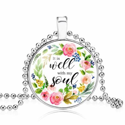 China Christian Necklace Religious Bible Verse Gift Jewelry For Women Girls (He Is Well With My Soul) for sale