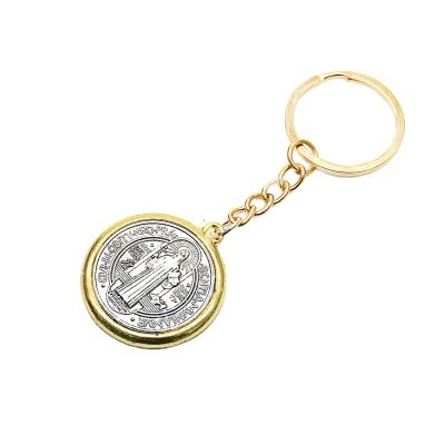 China Custom St Benedict Key Rings Antique Personalized Religious Key Chain Keepsake From Religious Souvenirs Factory for sale