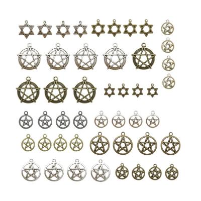 China Fashion Wholesale 48pcs Assorted Antique Metal Star Charms Pendant For Jewelry Craft Making for sale