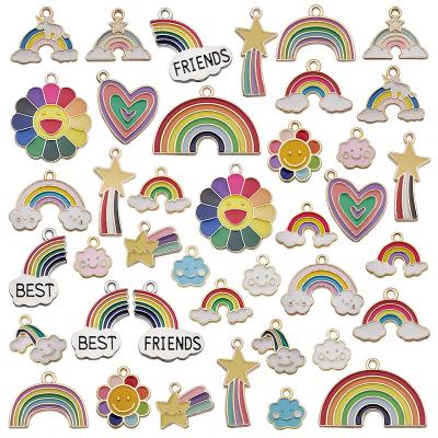 China $7.9/40pcs Wholesale Fashion Enamel Rainbow Charms Pendants Sunflower For Handmade Design Bling Bling Bracelet Making for sale