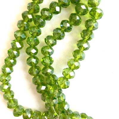 China Fashion $0.45/strand Wholesale 8MM Rondelle Faceted Green Crystal Bead Briolette Glass Beads For Jewelry Making Bracelet Necklace for sale