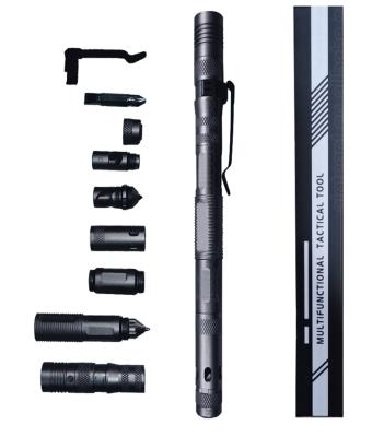 China AJOTEQPT Outdoor Activities Gear Self-Defense Tactical Multitool Breaker Flashlight Glass Pen With Bottle Opener for sale