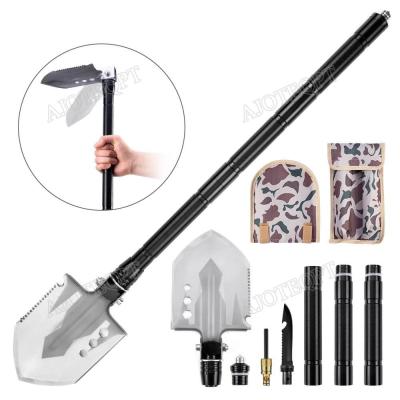 China Outdoor Emergency Camping Shovel AJOTEQPT Multifunctional Military Survival Folding Universal Shovel for sale