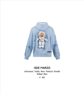 China Casual Premium Astronaut Teddy Bear Painted Hoodie 13demarzo Anti-pilling Drop Shoulder Hoodie Unisex Hot Sale for sale