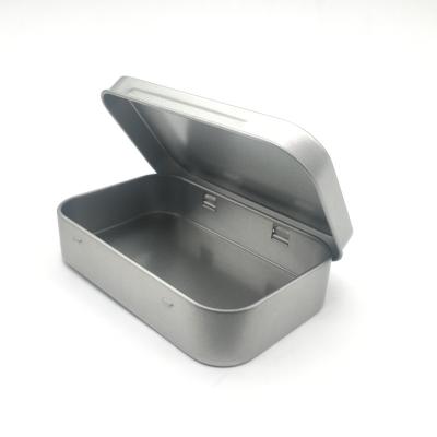 China 2021 Empty Tinned Food Factory OEM Metal Hinged Small Rectangle Mint Mini Tin Box In Stock for sale