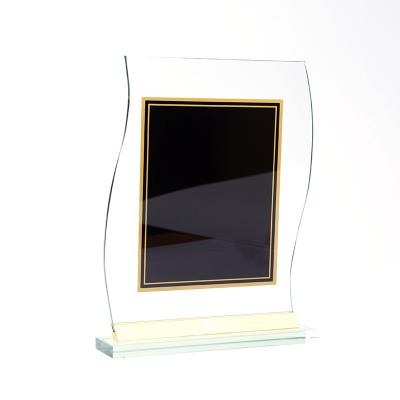 China Custom logo gold foil design acrylic photo frame plate trophy en venta