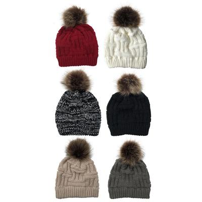 China Removable Fur Pom Plain Cashmere Cap for sale