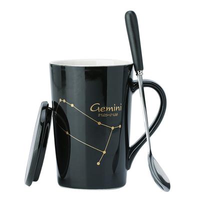 Chine Culbuteur en céramique fait sur commande Cups With Lid de café de 12 tasses de constellation et cuillère à vendre