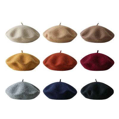 China Soem-Stickerei Logo Multicolored Wool Beret Hat für Erwachsene zu verkaufen