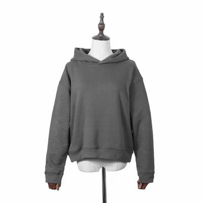 Chine Plaid Slolid Grey Color Cropped Autumn Woman Hoody surdimensionné à vendre