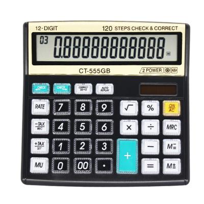 China Tax Calculator 12-Digit 120 Steps Check Dual Size Correct Large Power Desktop Calculator for sale