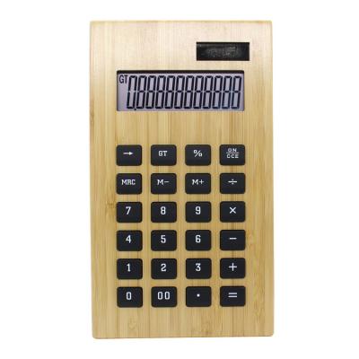 China 12 Digit Desktop Novelty Calculator Bamboo Solar Digital Desktop Calculator Large Screen Dual Display Universal Purpose Financial Portable Power for sale