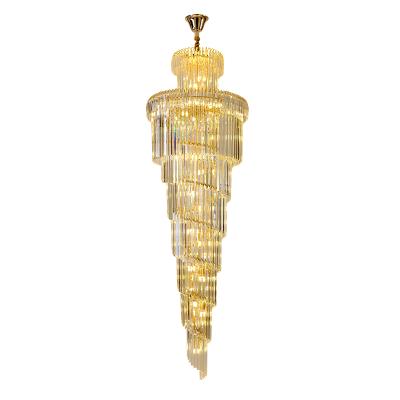 China Wholesale Price Living Room Large Chandelier Villa Modern Staircase Light Long K9 Crystal Chandelier Hotel Lobby Light for sale