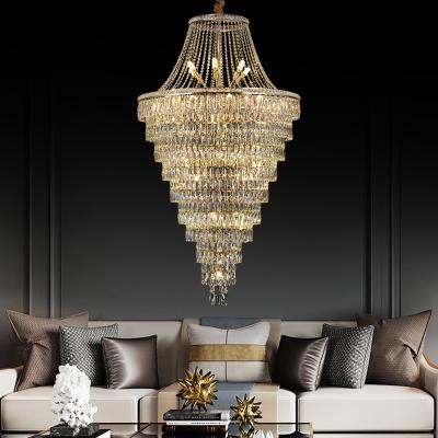 China Modern Decoration Luxury Pendant Modern Lead Crystal Stairs Chandelier Light For Living Room Hotel Lobby Customizable Modern Light for sale