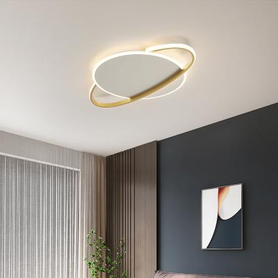 China Surface Mounted Modern Single Bedroom Living Room 2021 Nordic Gold Luxury Round Led Ceiling Light for sale