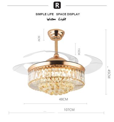 China Modern Modern 42 Inch Crystal Luxury Chandelier Lighting Ceiling Fan Living Room Fan Ceiling Fan Light for sale