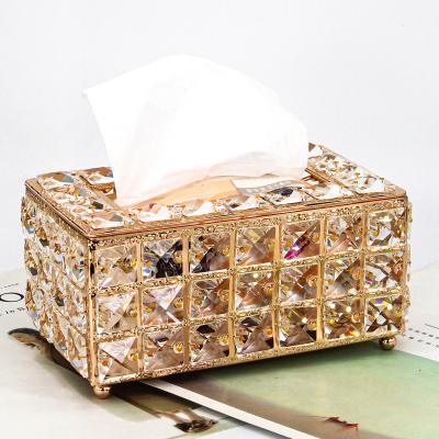 China Farmhouse Crystal Tissue Box Cover New Home Decorative Square Tissue Box Table Tissue Holder for Home Use for sale