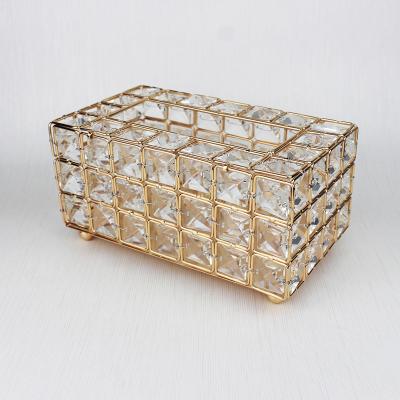 China Custom farmhouse home decoration open light European luxury household style crystal tissue box for sale